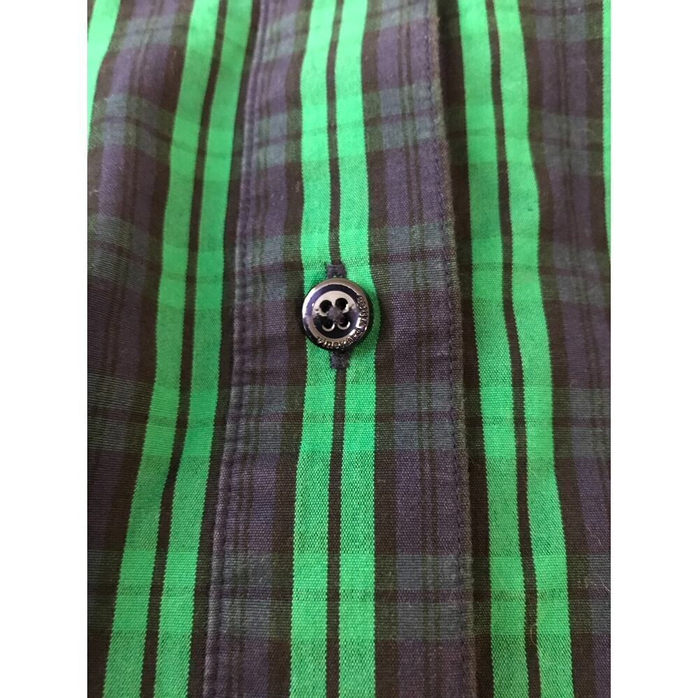 Vineyard Vines Plaid Ruffle Shirt 4 Navy Green Button Down Preppy Top - Picture 5 of 13